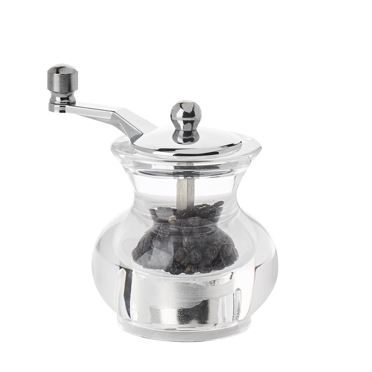 Pepper mill with handle transparent acrylic 7 cm BOOGIE