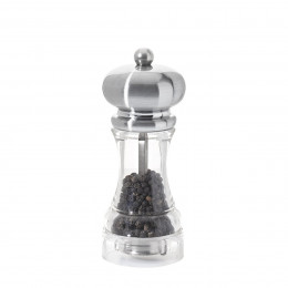 Pepper mill transparent acrylic and stainless steel look 14 cm POLKA