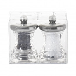 Set with salt & pepper mills stainless steel and transparent acrylic 7 cm VOLTE
