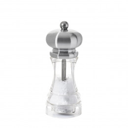 Salt mill transparent acrylic and stainless steel look 14 cm POLKA