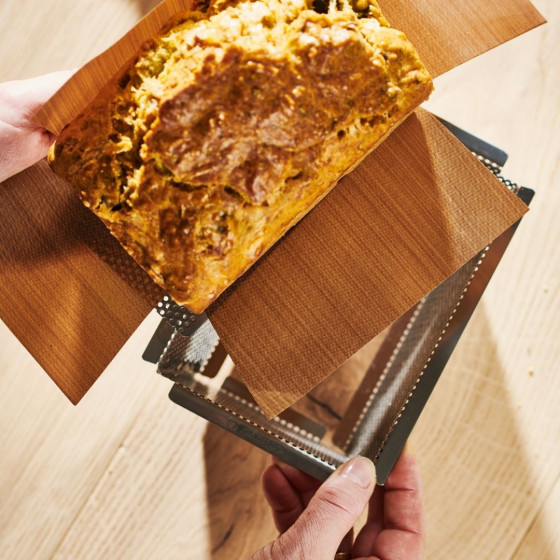 Rechteckige Backform aus Edelstahl 15x10,3cm + 2 Antihaft-Backtrennfolie
