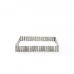 Square fluted tart ring, perforated stainless steel