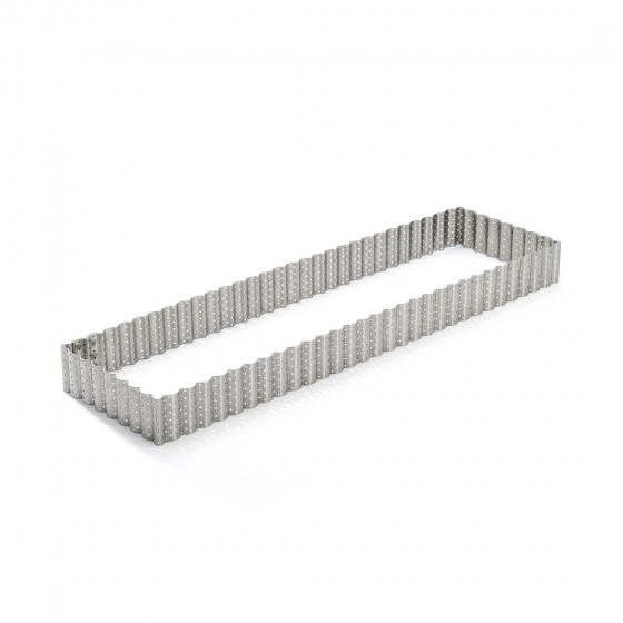 Rectangular fluted tart ring, perforated stainless steel