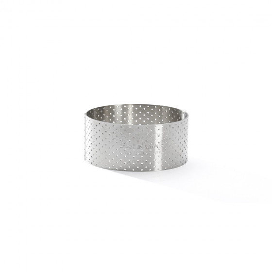 Perforated stainless steel tart ring VALRHONA Ø7,5cm H.3,5cm