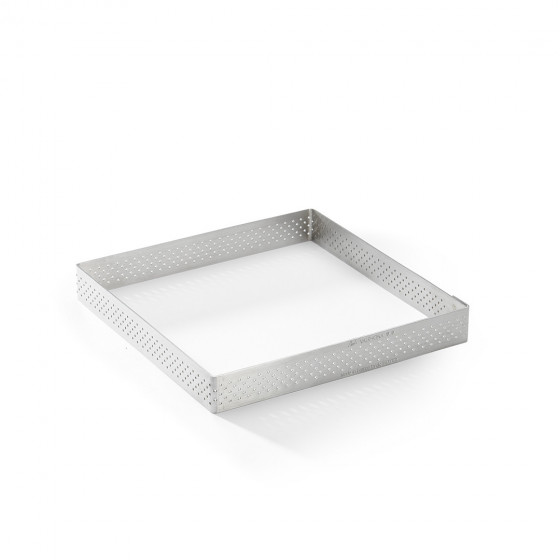 Quadratischer Perforierte Tortenringe Edelstahl VALRHONA 8x8cm H.2cm