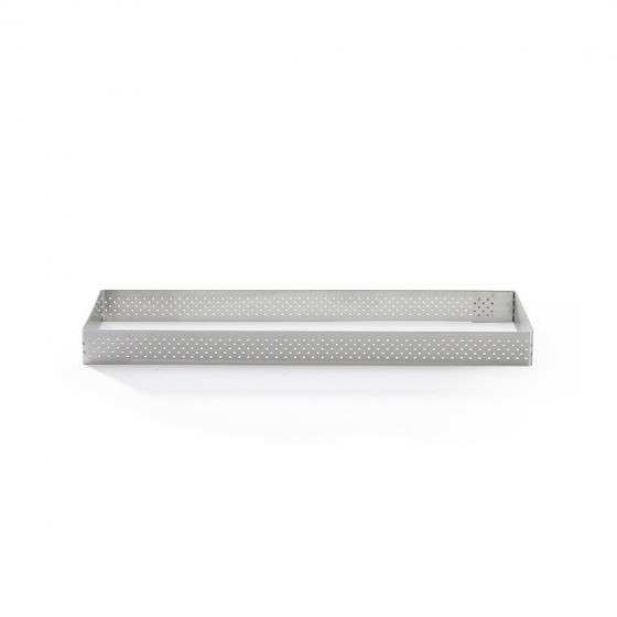 Rechteckiger Perforierte Torteringe Edelstahl VALRHONA 25x8cm H.2cm