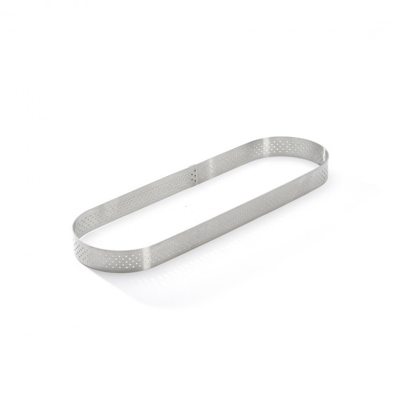 Oblong tart ring Ht 2 cm VALRHONA, perforated stainless steel