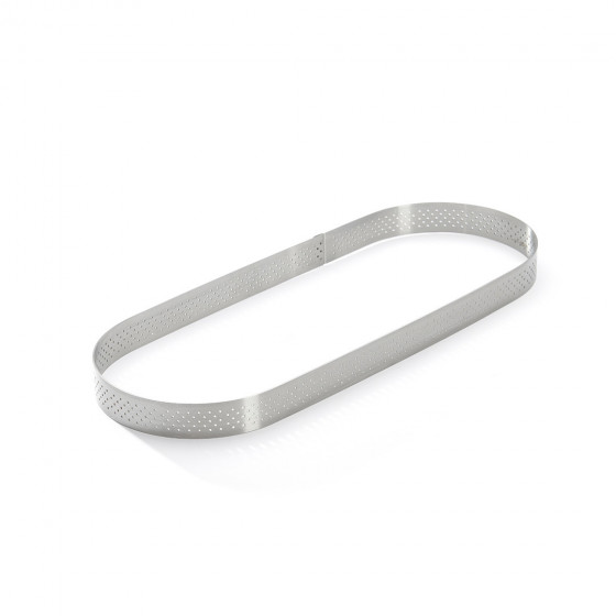 Oblong tart ring Ht 2 cm VALRHONA, perforated stainless steel