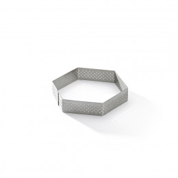 Hexagonal tart ring Ht 2 cm VALRHONA, perforated stainless steel