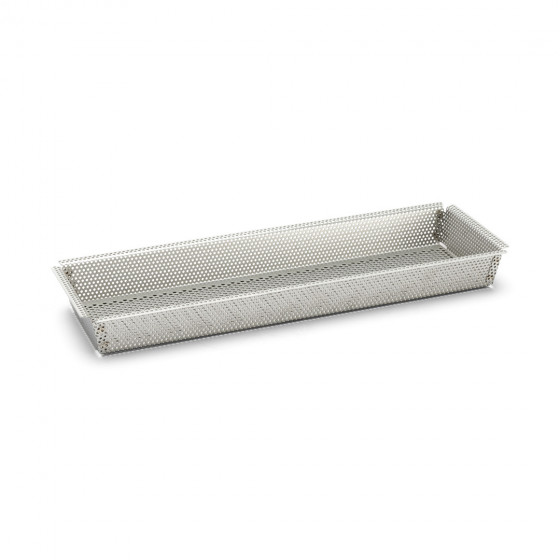 Rechteckige perforierte Backform Edelstahl 35x10,5x3,5cm + 2 Antihaft-Backtrennfolien