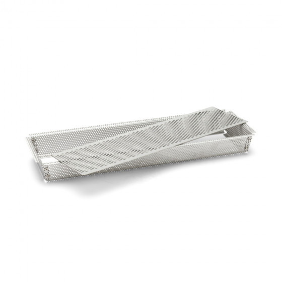 Rectangular tart mould and non-stick baking sheets, perforated stainless steel