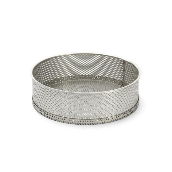 Perforated stainless steel dismontable round mould Ø20cm + 2 nonstick baking sheets