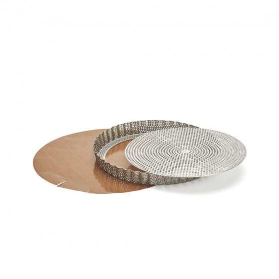 Geriffelte Backform aus Edelstahl Ø24cm + 2 Antihaft-Backtrennfolien