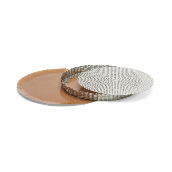 Geriffelte Backform aus Edelstahl Ø28cm + 2 Antihaft-Backtrennfolien