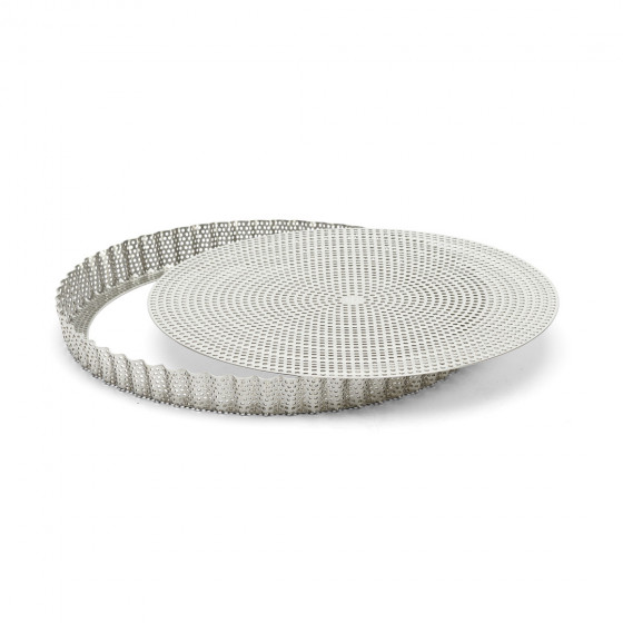 Geriffelte Backform aus Edelstahl Ø28cm + 2 Antihaft-Backtrennfolien