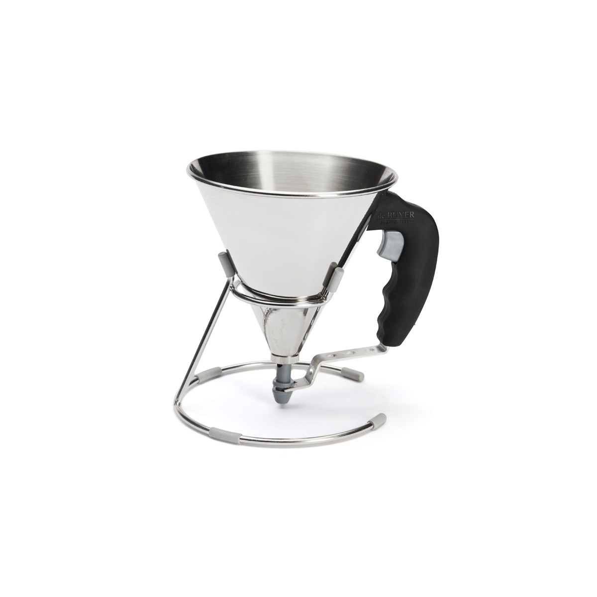 Entonnoir à Piston Royal Catering RCFT-1.3 - Inox, Capacité 1.3L, Sortie 8 Mm, Avec Socle - Pour Pralines, Sauces
