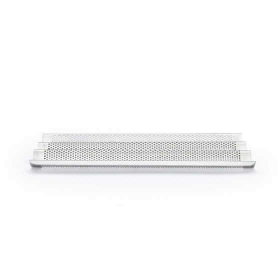 Perforated stainless steel baking tray for 3 baguettes 40x24,5cm