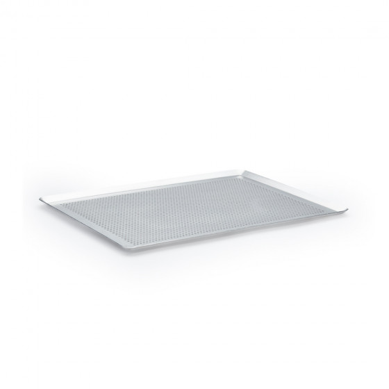 Perforated stainless steel tray