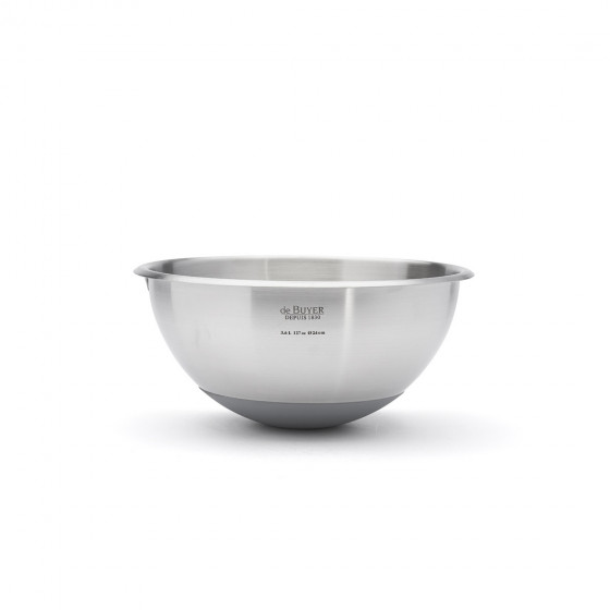 Stainless steel hemispherical bowl Ø24cm silicone base