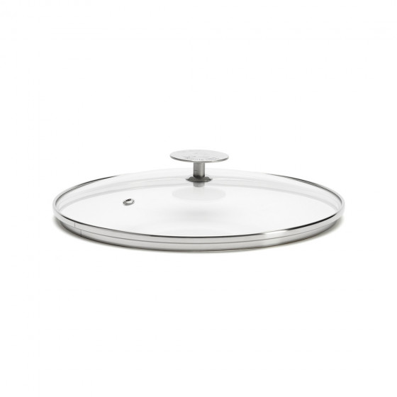Glass lid with stainless steel knob