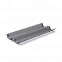 Baking tray for 2 baguettes, perforated non-stick steel