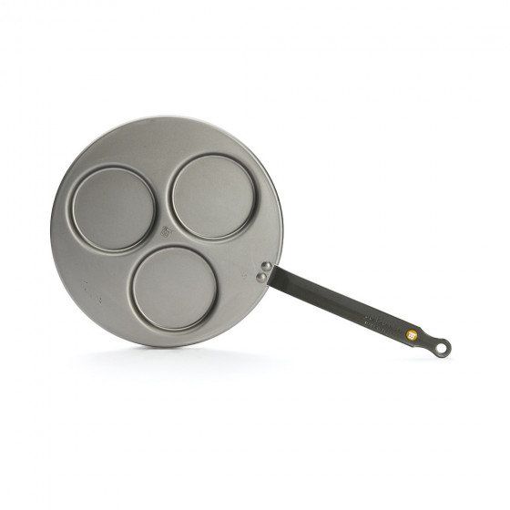 Steel Triblinis pan MINERAL B Ø27cm - 3 blinis Ø10cm