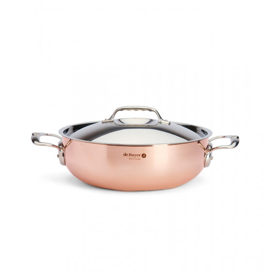 Copper sauté-pan with lid PRIMA MATERA Ø28cm - stainless steel handle