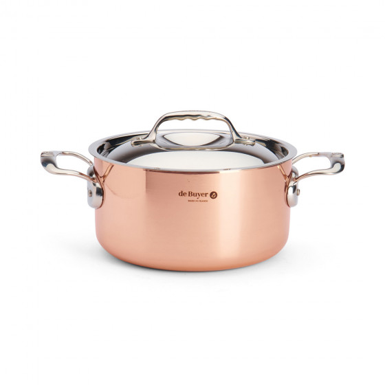 Copper stewpan with lid PRIMA MATERA Ø24cm - stainless steel handle