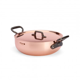 Copper riveted sauté-pan PRIMA with lid MATERA Tradition Ø28cm - cast iron handles