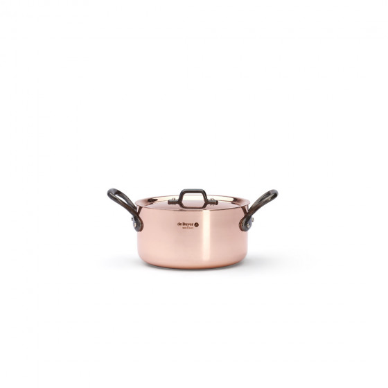 Copper stewpan with lid PRIMA MATERA Tradition Ø16cm - cast iron handles