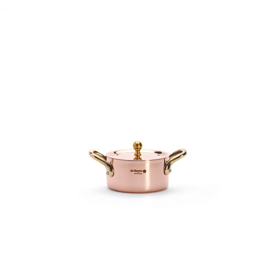 Copper stewpan INOCUIVRE Ø10cm with lid and brass handles