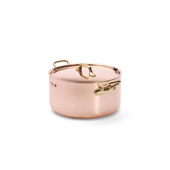 Copper stewpan INOCUIVRE Ø24cm with lid and brass handles