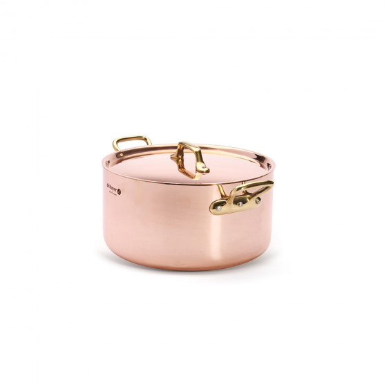 Copper stewpan INOCUIVRE Ø24cm with lid and brass handles