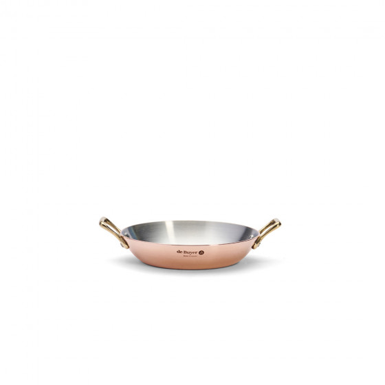 Servierpfanne Kupfer-Edelstahl INOCUIVRE Ø16cm mit Messinggriffen