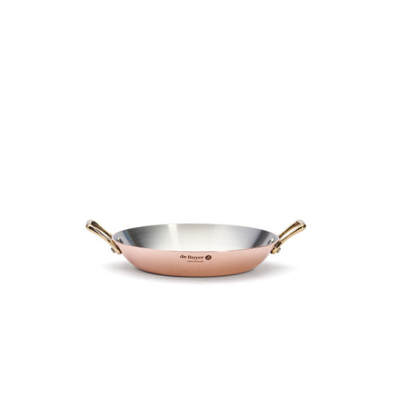 Servierpfanne Kupfer-Edelstahl INOCUIVRE Ø20cm mit Messinggriffen