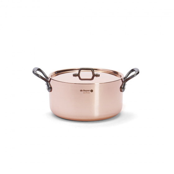 Copper stewpan INOCUIVRE Ø20cm with cast-iron handles & lid
