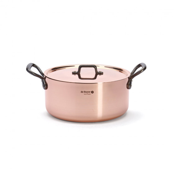 Copper stewpan INOCUIVRE Ø28cm with cast-iron handles & lid