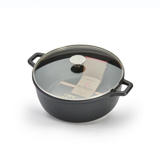Round non-stick stewpan CHOC EXTREME Ø28cm with glass lid