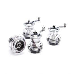 Coffret de 4 moulins avec manivelle acrylique transparent 7 cm BOOGIE