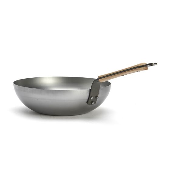 Curved steel wok MINERAL B BOIS Ø32cm