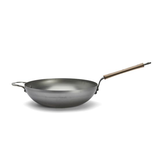 Curved steel wok MINERAL B BOIS Ø32cm