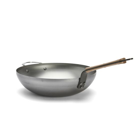 Curved steel wok MINERAL B BOIS Ø32cm