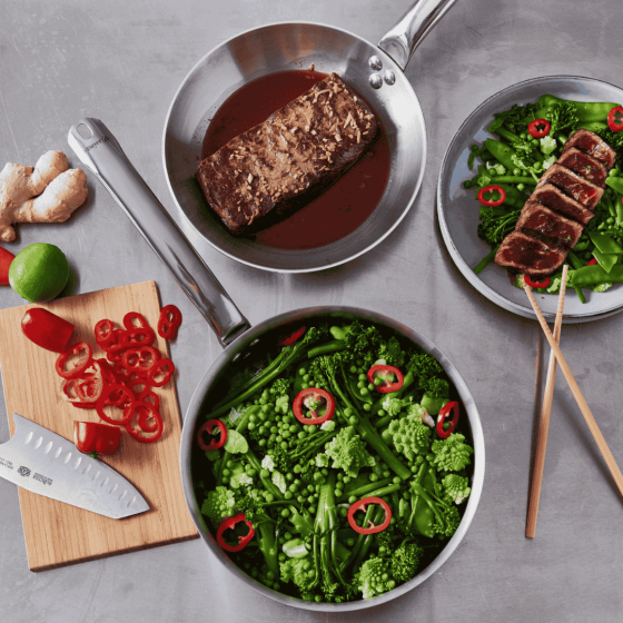 Sauteuse bord droit en inox ALCHIMY