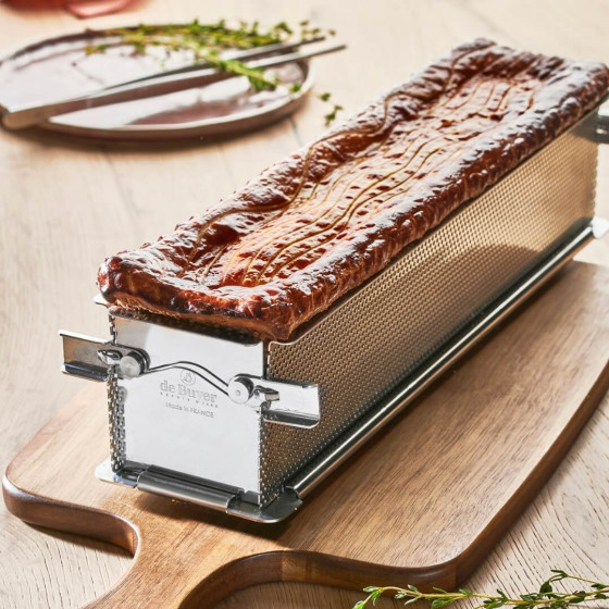 Moule à pâté en croûte dépliable inox perforé GEOFORME 24x5x6cm