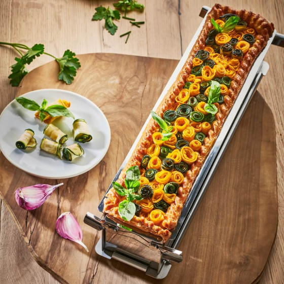 Perforated stainless steel Pâté en croûte Mould GEOFORME 48x9x8,5cm