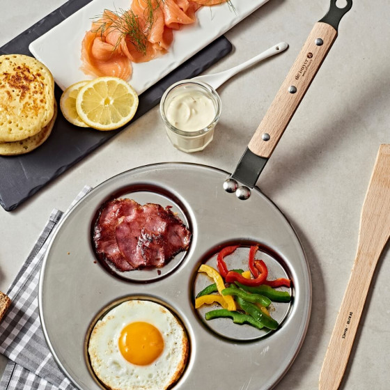 Steel Triblinis pan MINERAL B BOIS Ø27cm - 3 blinis Ø10cm