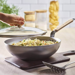 Gewölbter Wok mit Griff aus Eisen MINERAL B BOIS Ø32cm