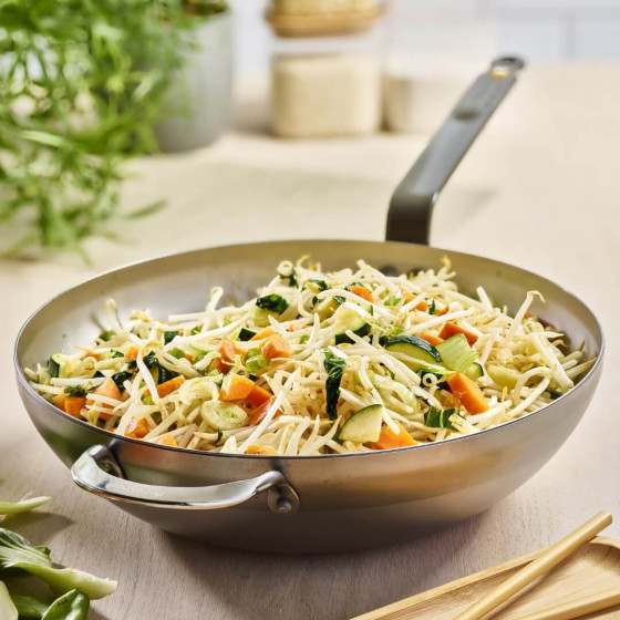 Gewölbter Wok mit Griff aus Eisen MINERAL B Ø40cm