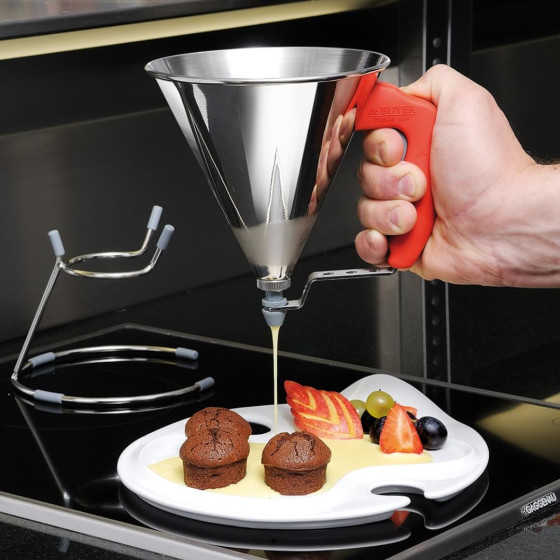 Automatischer Mini-Fondanttrichter Edelstahl 0,8L KWIK rot
