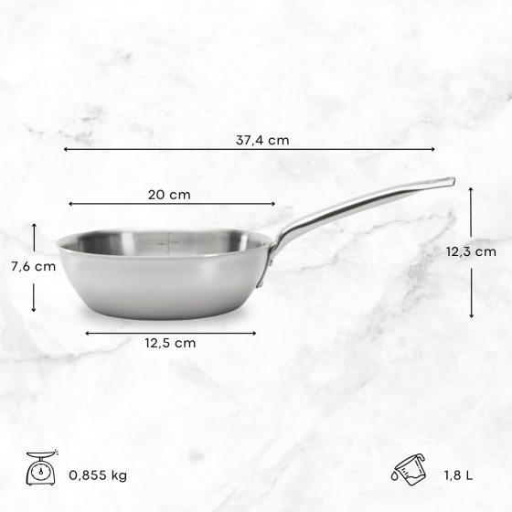 Sauteuse bombée en inox ALCHIMY Ø20cm